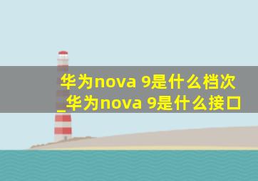 华为nova 9是什么档次_华为nova 9是什么接口